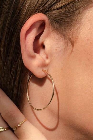 Altın Renk 40MM Çelik Halka Küpe (Çift)