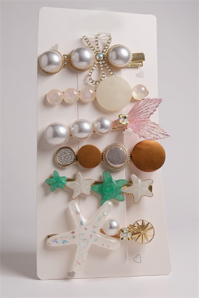 6lı Pembe Renk Karışık Figürlü Toka Set