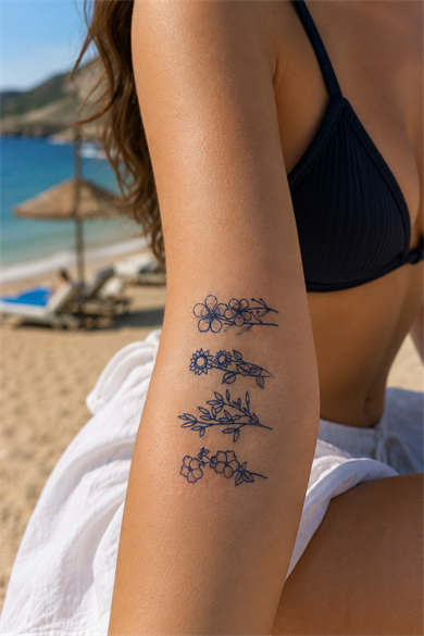 Çiçek Sonradan Kararan Yarı Kalıcı Geçici Dövme Tattoo