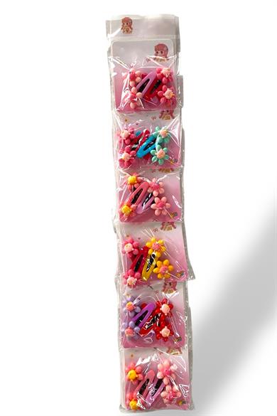 6lı Karışık Renk Çiçek Figürlü Yan Toka Set 