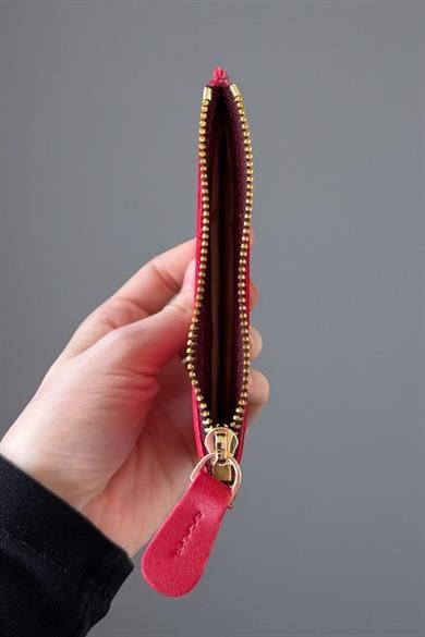 Kırmızı Renk Deri Kadın Cüzdan/ Kartlık