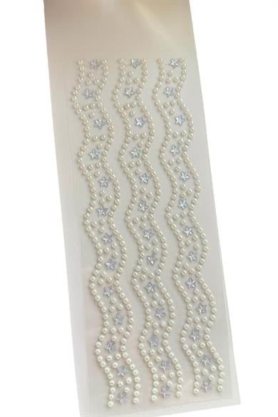 İnci Detaylı Yıldız Figürlü İnci Detaylı Saç Taşı/ Yapışkanlı İncili Saç Sticker