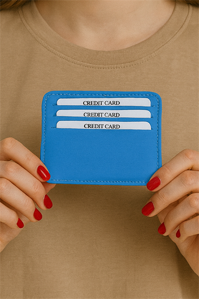 Mavi Renk Deri Kadın Cüzdan/ Kartlık