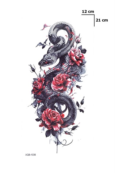 Yılan Ve Gül Geçici Dövme Tattoo
