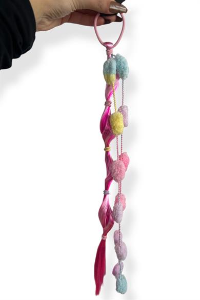 Fuşya Renk Saç Detaylı Lastik Toka