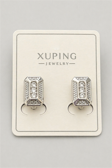 Gümüş Renk Taş Detaylı Xuping Küpe (Çift)