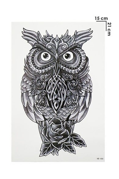 Baykuş Büyük Dövme Geçici Tattoo