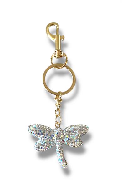 Altın Renk Yusufçuk Figürlü Gümüş Renk Taş Detaylı Çanta Charm/ Anahtarlık