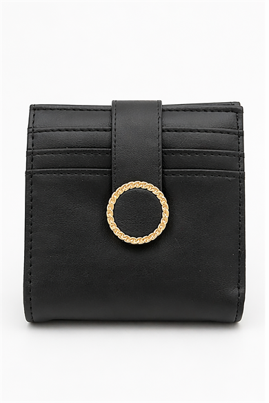 Siyah Renk 2 Bölmeli Deri Kadın Kartlık/Cüzdan