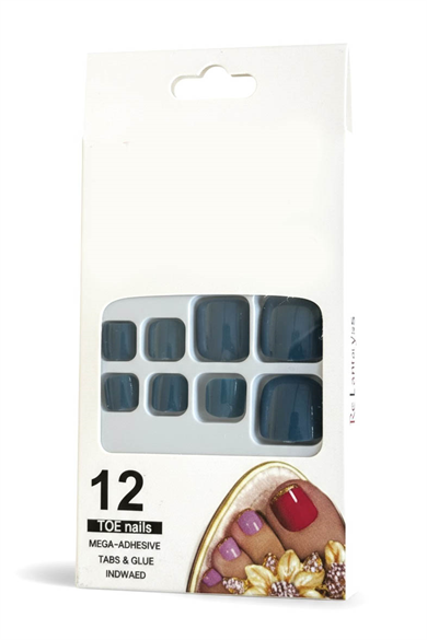 12li Mavi Renk Takma Tırnak Set (Yapıştırıcılı)