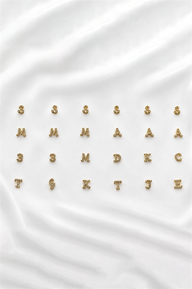 24lü Altın Renk Harfli Tragus Küpe Set