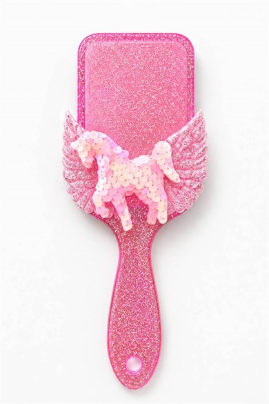 Pembe  Renk Simli Unicorn  Figürlü Saç Tarama Fırçası/Tarak