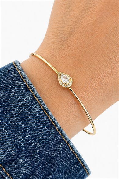 Altın Renk Taşlı Kelepçe Bileklik