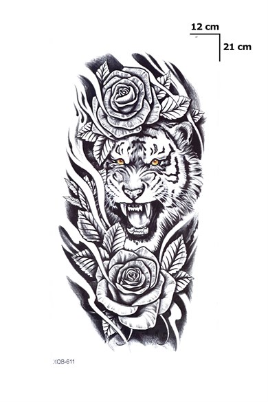 Gül Ve Kaplan Geçici Dövme Tattoo