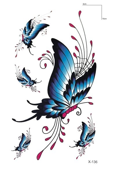 Renkli Kelebek Mini Geçici Dövme Tattoo