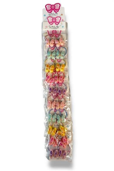 10lu Karışık Renk Kelebek Figürlü Çocuk Mini Lastik Toka Set