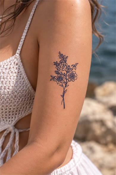 Çiçek Sonradan Kararan Yarı Kalıcı Geçici Dövme Tattoo