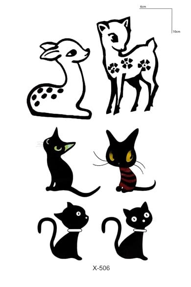Çoklu Kedi Mini Geçici Dövme Tattoo