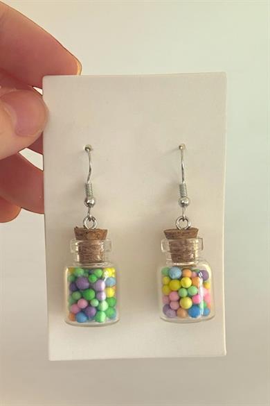 Karışık Renk Şişe Figürlü Çocuk Küpe (Çift)