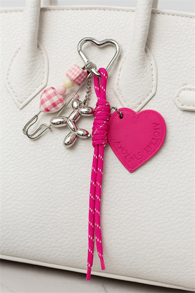 Pembe Renk Karışık Figürlü Çanta Charm/ Anahtarlık