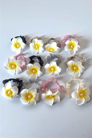 12li Karışık Renk Çiçek Figürlü Lastik Toka Set