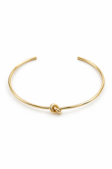 Altın Renk Düğüm Detaylı Choker Kolye