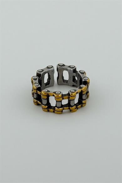 Gümüş Ve Altın Renk Ayarlanabilir Çelik Erkek Yüzük