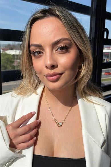 Altın Renk Taş Detaylı 14K Altın Kaplama Kolye