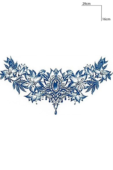 Çiçek Figürlü Sonradan Kararan Yarı Kalıcı Geçici Dövme Tattoo