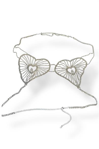 Gümüş Renk Taşlı Bikini Üstü /Bralet /Vücut Aksesuarı