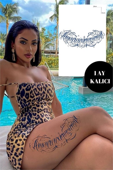 Amoureux Yazılı Sonradan Kararan Yarı Kalıcı Geçici Dövme Tattoo