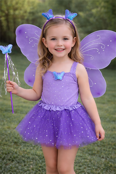 Mor Renk Kanat /Asa /Taç /Etek Set