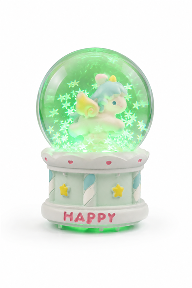 Mavi Renk Unicorn Figürlü Işıklı Mini Küre