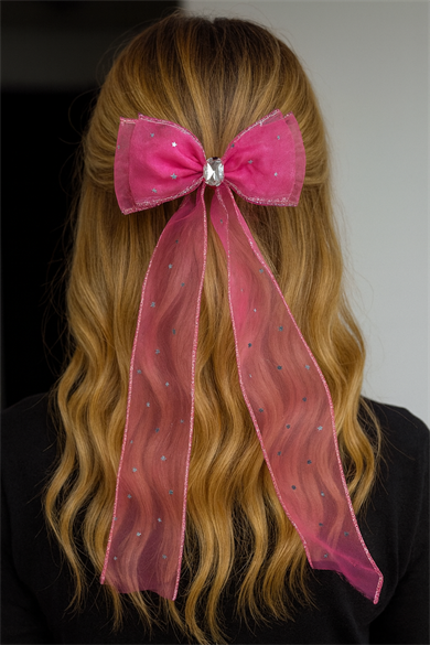 Fuşya Renk Kurdele Figürlü Otomat Toka