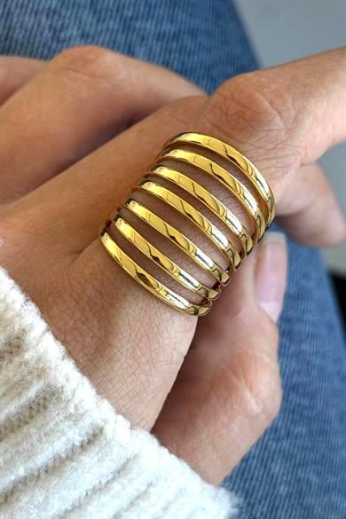 Altın Renk Ayarlanabilir Çelik Yüzük