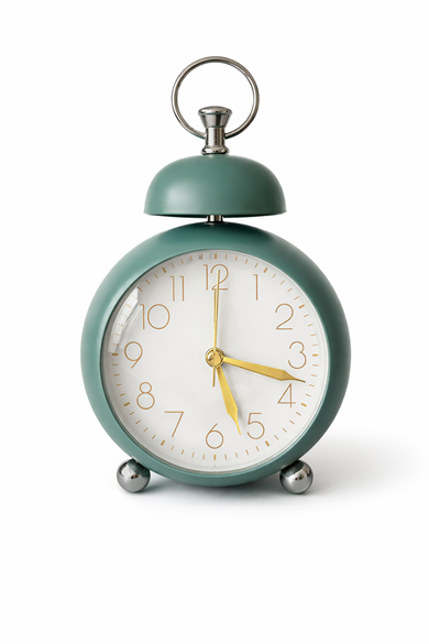 Turkuaz Renk Mini Dekoratif Işıklı Alarmlı Yuvarlak Masa Saati