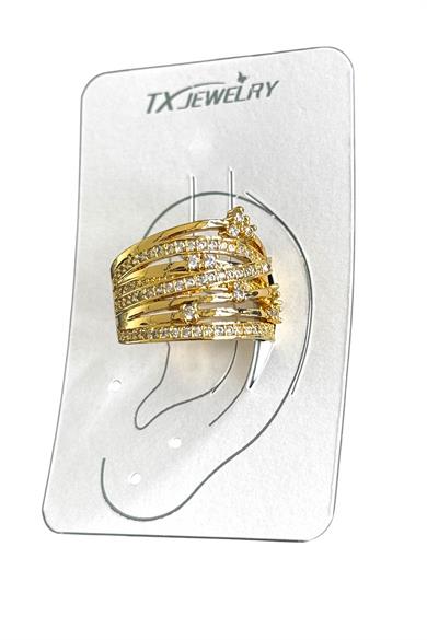 Altın Renk Taş Detaylı 14K Altın Kaplama TX Ear Cuff (Tek)