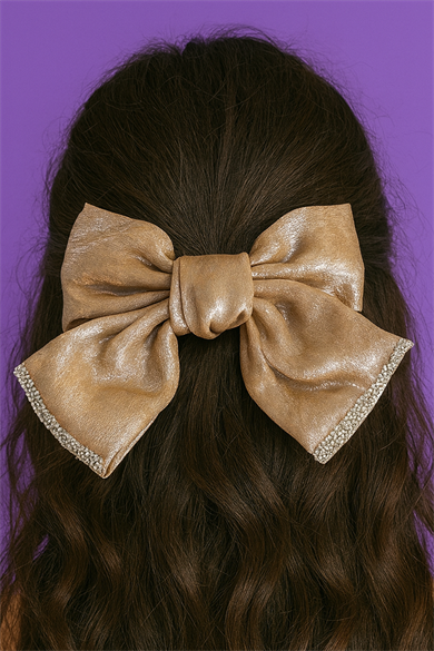 Bej Renk Kurdele Figürlü Taş Detaylı Otomat Toka