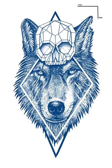 Kurt ve Kuru Kafa Figürlü 12 Saat Sonra Kararan Geçici Orta Dövme Tattoo