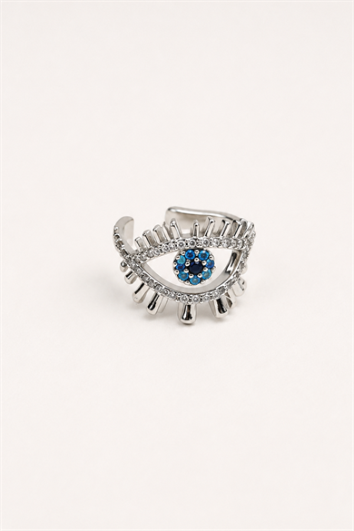 Gümüş  Renk Göz Figürlü  TX Ear Cuff (Tek)