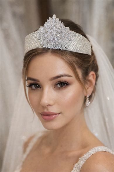 Zirkon Taşlı Gelin/Kına/Nişan/Söz Tasarım Taç