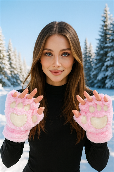 Pembe Renk Pati Figürlü Eldiven