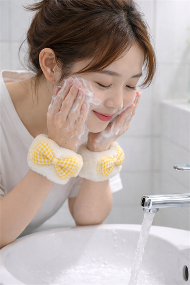 Beyaz Ve Sarı Renk İkili Kurdele Figürlü Peluş Su Tutucu Havlu Bileklik