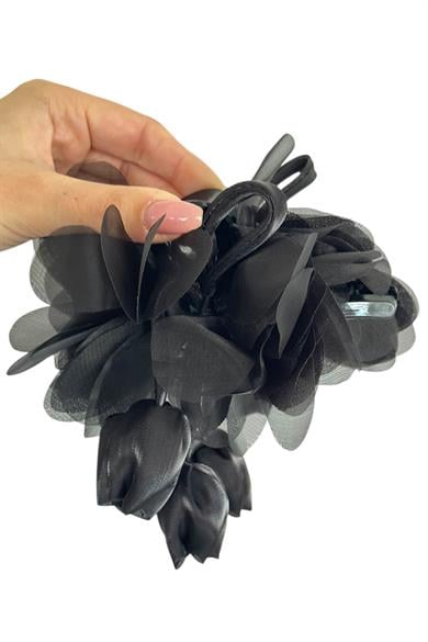 Siyah Renk Lale Figürlü Mandal  Toka