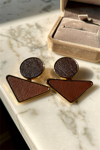 Kahverengi Ve Siyah Renk Sallantılı Küpe (Çift)