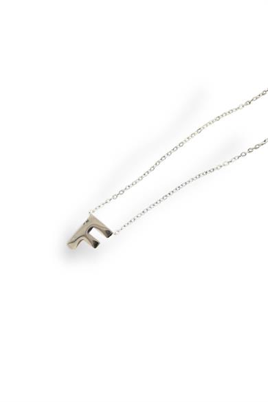 Gümüş Renk F Harf Çelik Kolye