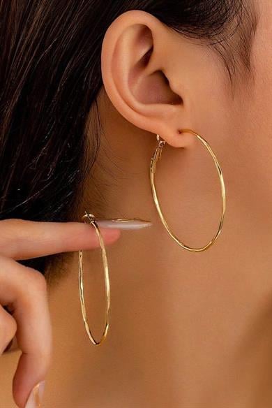 Altın Renk 55MM Çelik Halka Küpe (Çift)