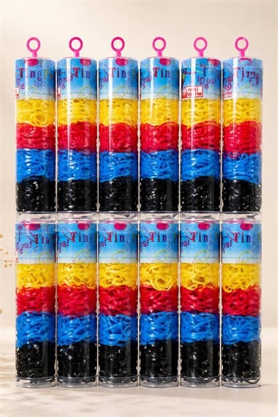 12li Karışık Renk Perma  Lastik Toka Set
