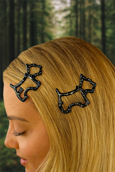 Siyah Renk 3lü Agatha Figürlü Yan Toka Set