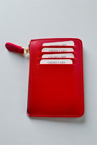 Kırmızı Renk Deri Kadın Cüzdan/ Kartlık